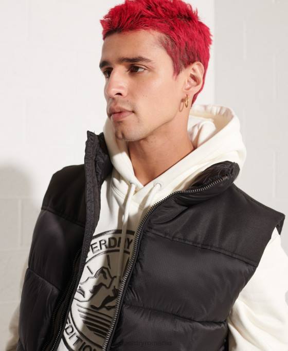 Superdry gilet căptușit îmbrăcăminte negru bărbați JX0Z4572