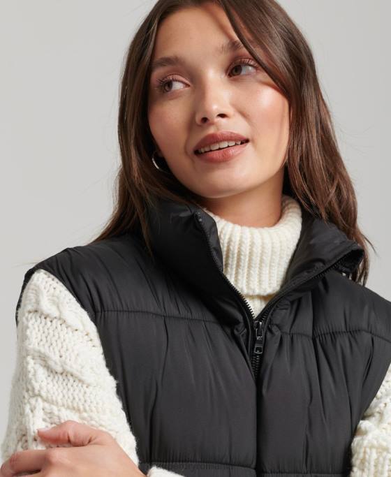 Superdry gilet matlasat cu paragate îmbrăcăminte negru femei JX0Z3659