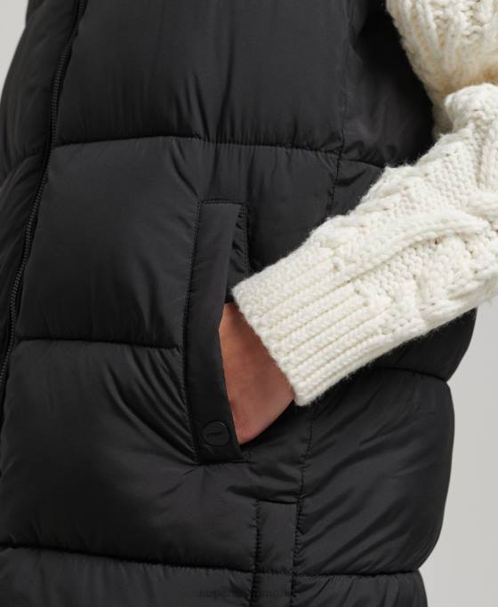 Superdry gilet matlasat cu paragate îmbrăcăminte negru femei JX0Z3659