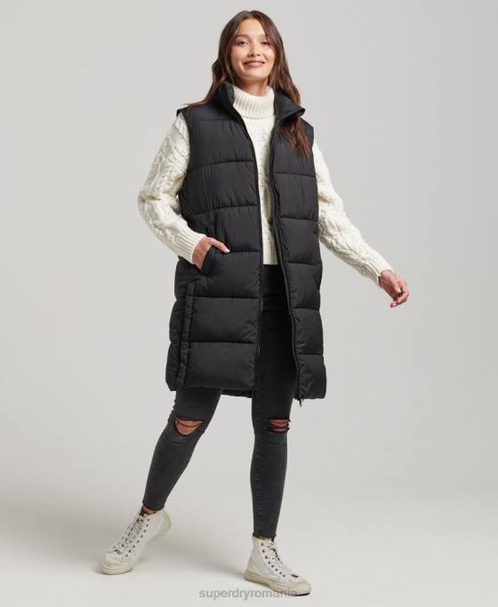 Superdry gilet matlasat cu paragate îmbrăcăminte negru femei JX0Z3659
