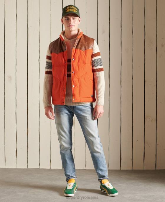 Superdry gilet mix piele de munte îmbrăcăminte portocale bărbați JX0Z4505