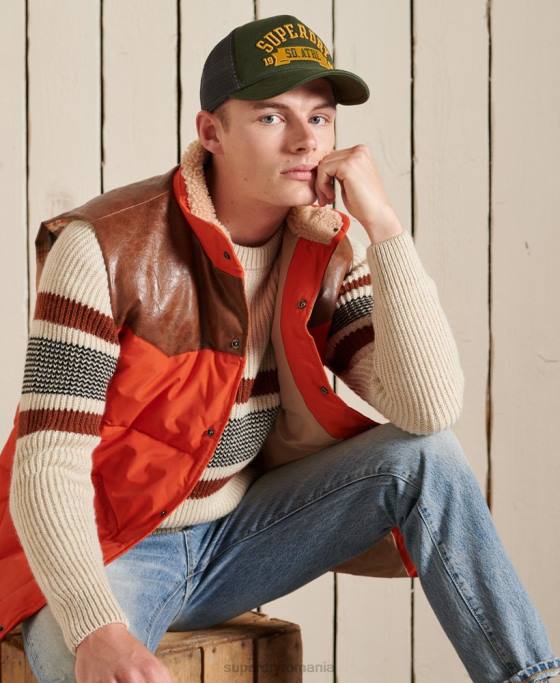 Superdry gilet mix piele de munte îmbrăcăminte portocale bărbați JX0Z4505