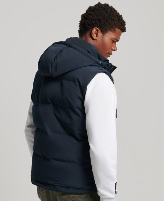 Superdry gilet puf cu glugă Everest îmbrăcăminte marina bărbați JX0Z1024