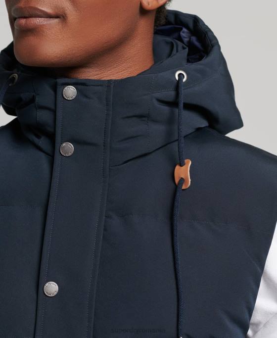 Superdry gilet puf cu glugă Everest îmbrăcăminte marina bărbați JX0Z1024