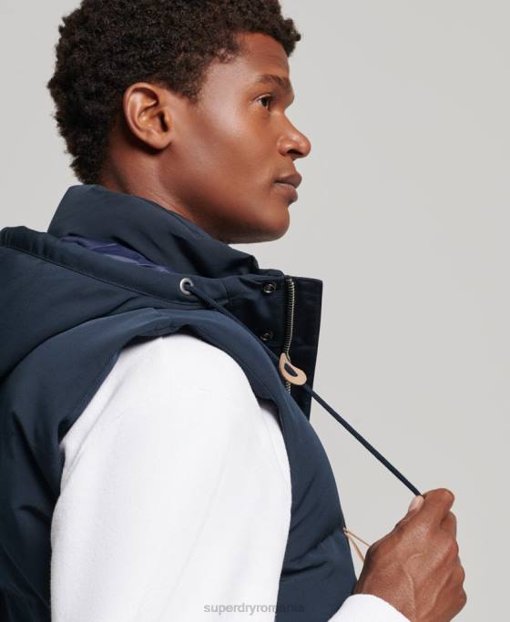 Superdry gilet puf cu glugă Everest îmbrăcăminte marina bărbați JX0Z1024