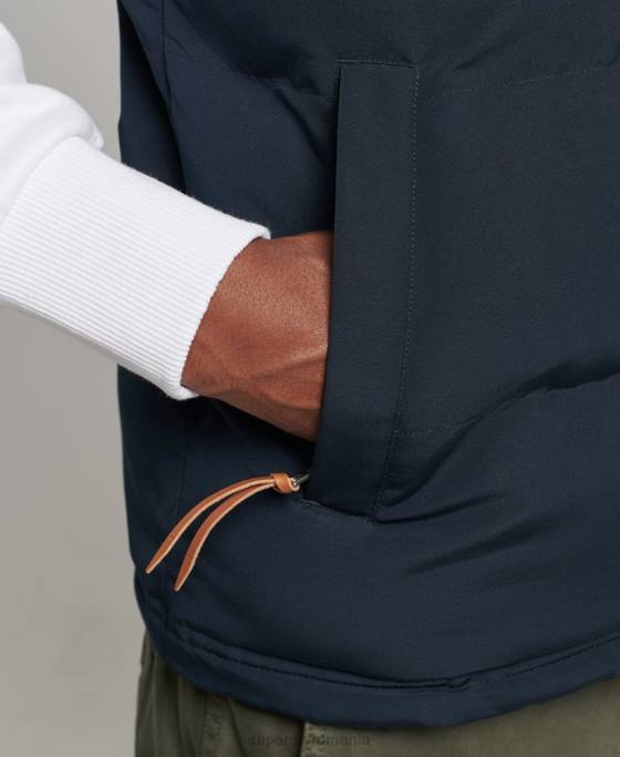 Superdry gilet puf cu glugă Everest îmbrăcăminte marina bărbați JX0Z1024