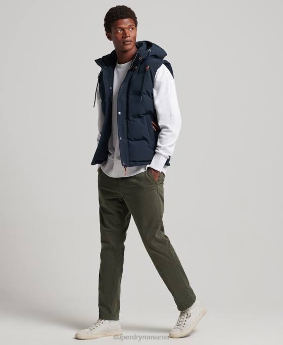 Superdry gilet puf cu glugă Everest îmbrăcăminte marina bărbați JX0Z1024