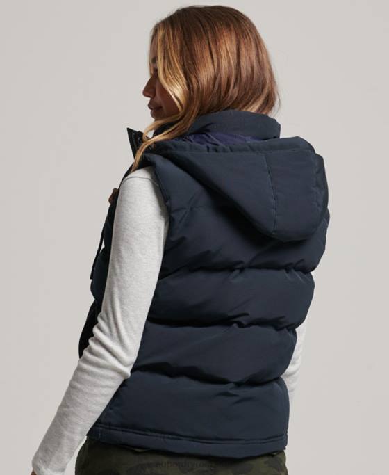 Superdry gilet puf cu glugă Everest îmbrăcăminte marina femei JX0Z3805