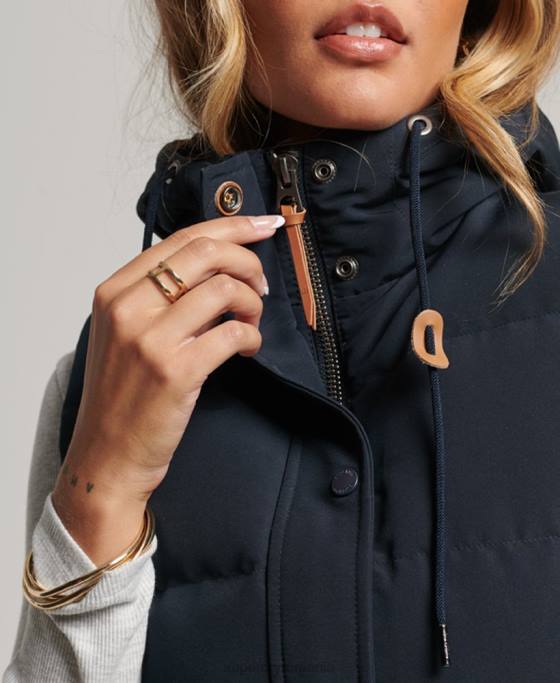 Superdry gilet puf cu glugă Everest îmbrăcăminte marina femei JX0Z3805