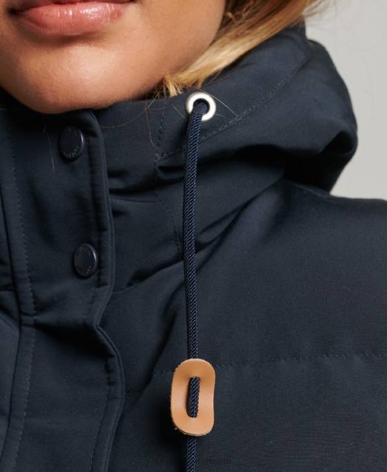 Superdry gilet puf cu glugă Everest îmbrăcăminte marina femei JX0Z3805