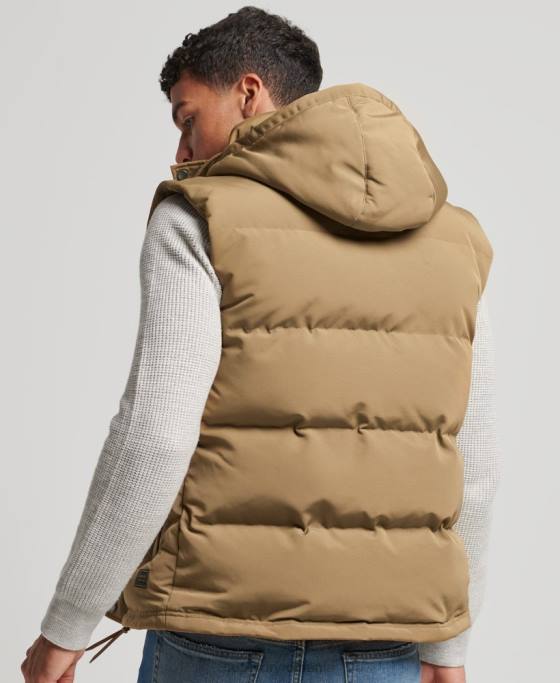 Superdry gilet puf cu glugă Everest îmbrăcăminte maro bărbați JX0Z1065