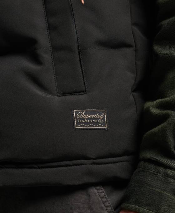 Superdry gilet puf cu glugă Everest îmbrăcăminte negru bărbați JX0Z929