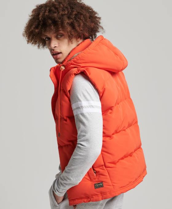 Superdry gilet puf cu glugă Everest îmbrăcăminte portocale bărbați JX0Z4460