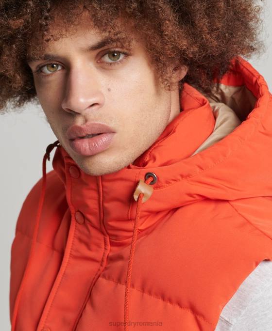 Superdry gilet puf cu glugă Everest îmbrăcăminte portocale bărbați JX0Z4460