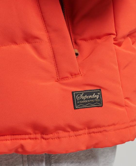 Superdry gilet puf cu glugă Everest îmbrăcăminte portocale bărbați JX0Z4460