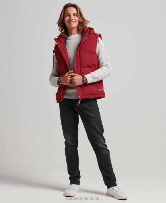 Superdry gilet puf cu glugă Everest îmbrăcăminte roșu bărbați JX0Z984