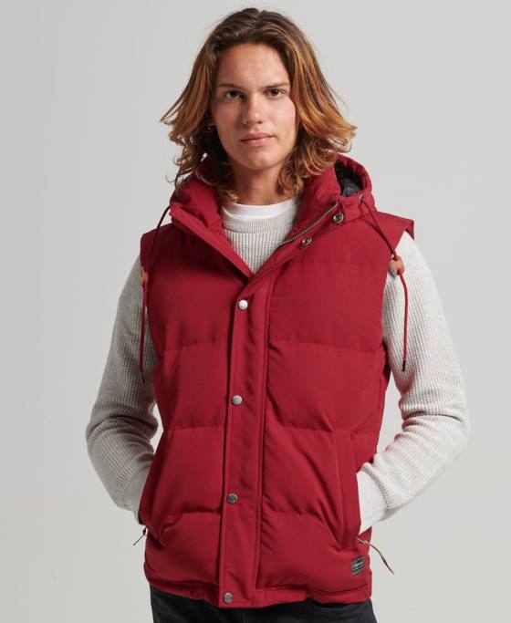 Superdry gilet puf cu glugă Everest îmbrăcăminte roșu bărbați JX0Z984