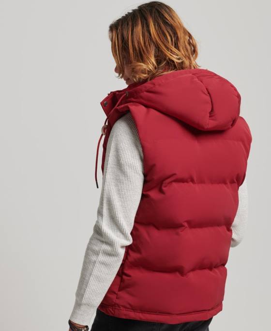 Superdry gilet puf cu glugă Everest îmbrăcăminte roșu bărbați JX0Z984