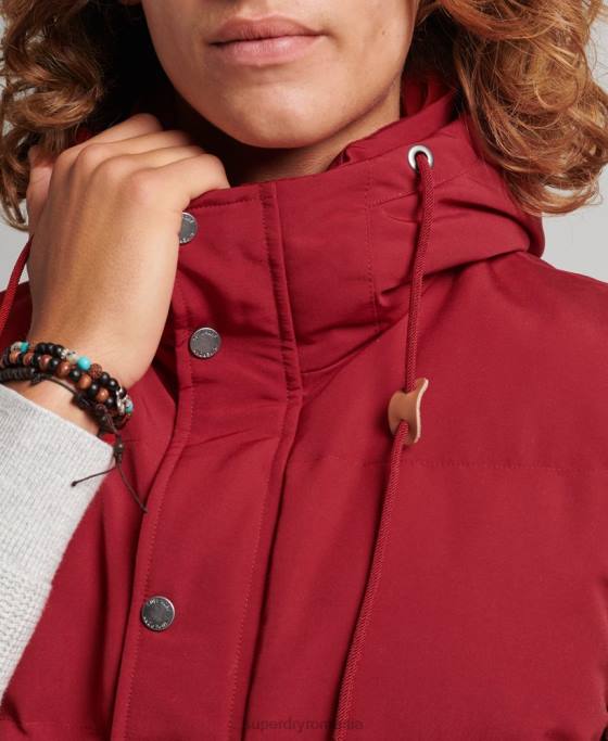 Superdry gilet puf cu glugă Everest îmbrăcăminte roșu bărbați JX0Z984