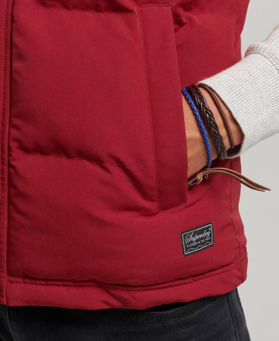 Superdry gilet puf cu glugă Everest îmbrăcăminte roșu bărbați JX0Z984