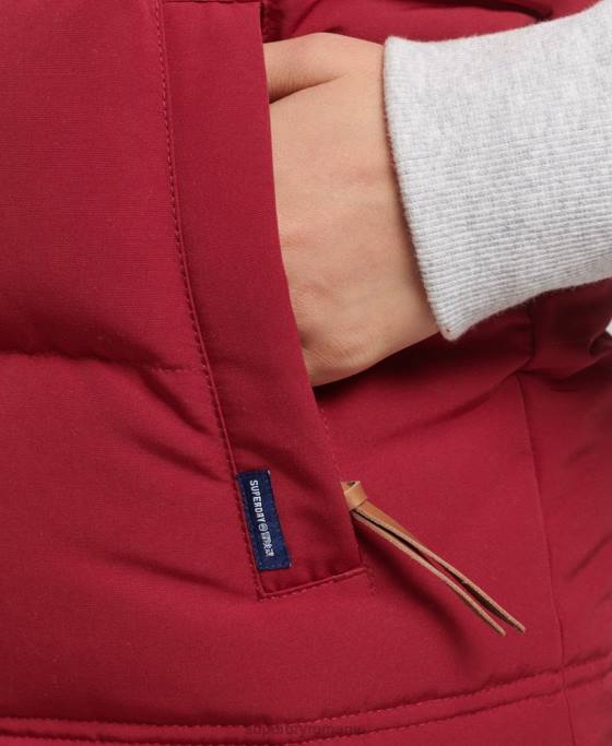 Superdry gilet puf cu glugă Everest îmbrăcăminte roșu femei JX0Z3667