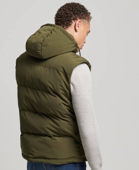 Superdry gilet puf cu glugă Everest îmbrăcăminte verde bărbați JX0Z1017