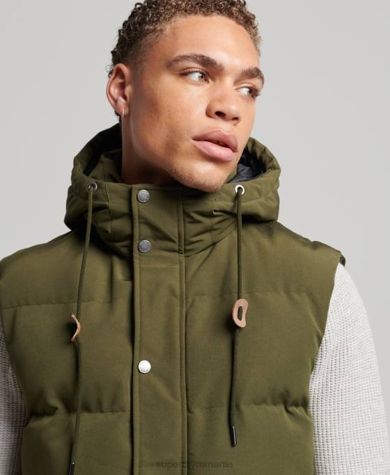 Superdry gilet puf cu glugă Everest îmbrăcăminte verde bărbați JX0Z1017