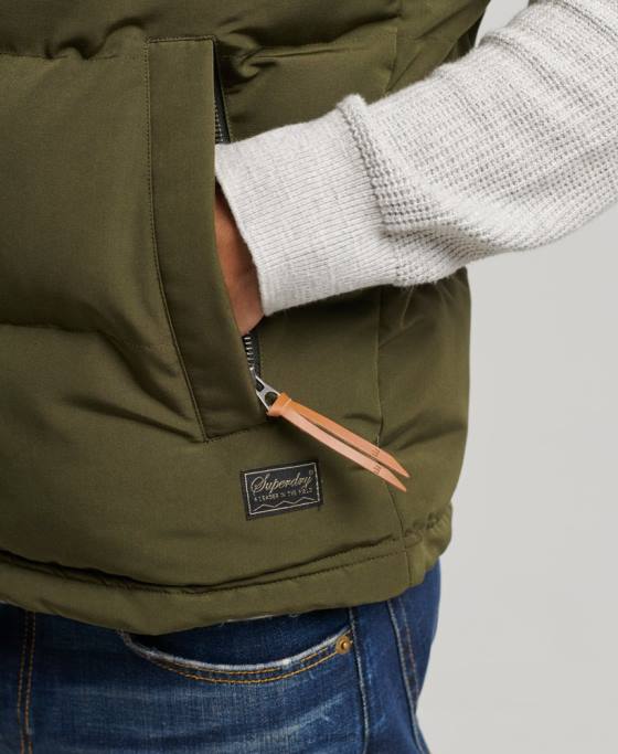 Superdry gilet puf cu glugă Everest îmbrăcăminte verde bărbați JX0Z1017