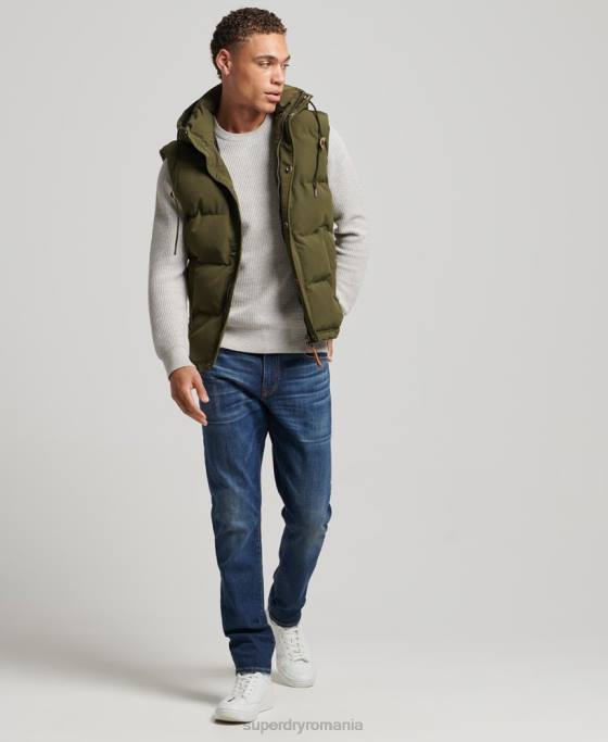 Superdry gilet puf cu glugă Everest îmbrăcăminte verde bărbați JX0Z1017