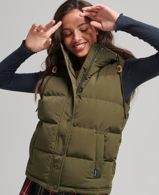 Superdry gilet puf cu glugă Everest îmbrăcăminte verde femei JX0Z3666