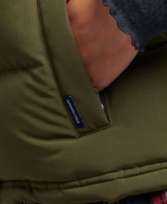 Superdry gilet puf cu glugă Everest îmbrăcăminte verde femei JX0Z3666