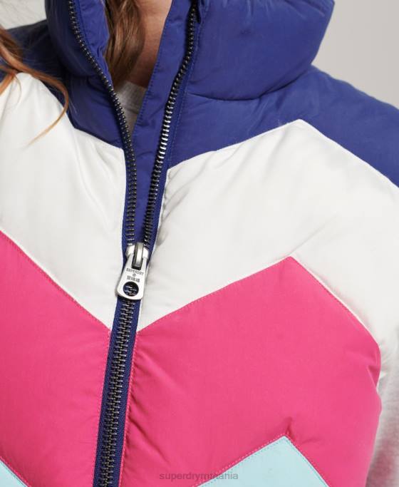 Superdry gilet puf cu panouri retro îmbrăcăminte albastru deschis femei JX0Z5473