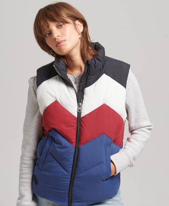Superdry gilet puf cu panouri retro îmbrăcăminte marina femei JX0Z5502