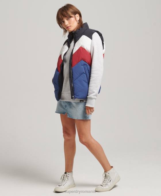 Superdry gilet puf cu panouri retro îmbrăcăminte marina femei JX0Z5502