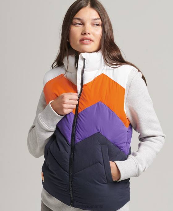 Superdry gilet puf cu panouri retro îmbrăcăminte marina femei JX0Z5578