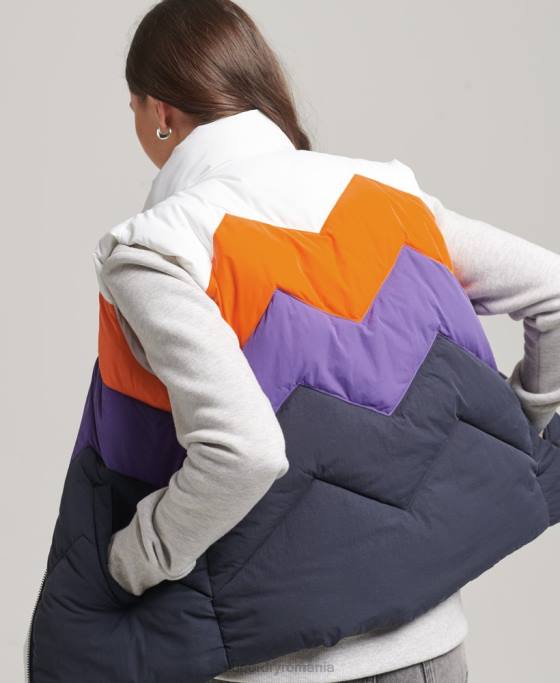 Superdry gilet puf cu panouri retro îmbrăcăminte marina femei JX0Z5578