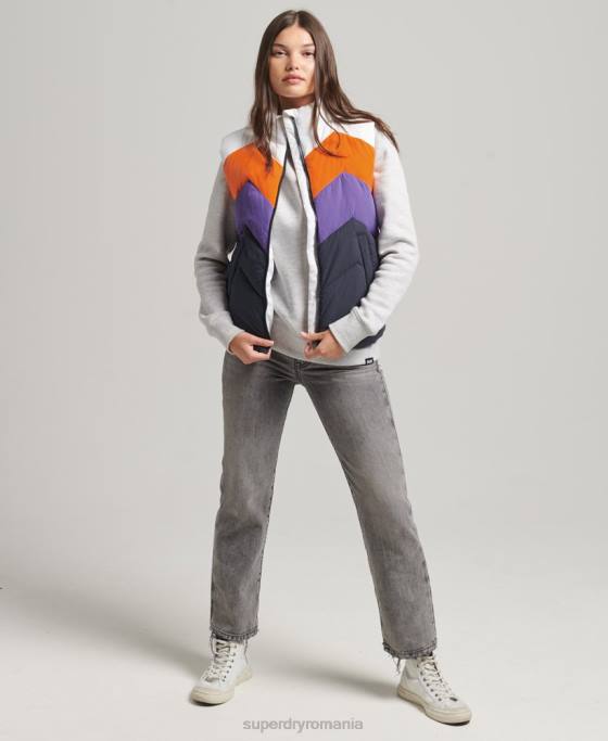 Superdry gilet puf cu panouri retro îmbrăcăminte marina femei JX0Z5578