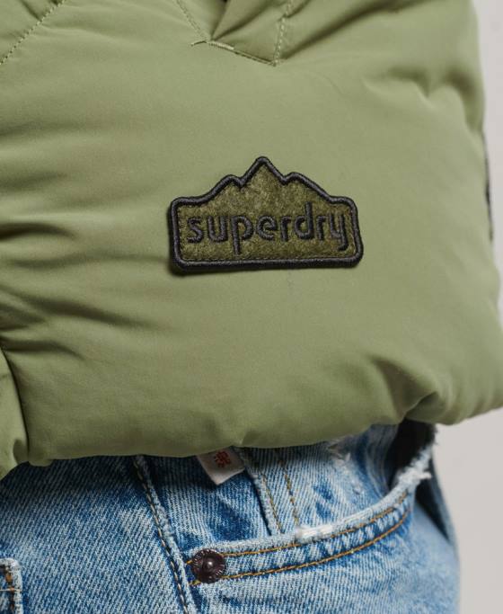 Superdry gilet puf cu panouri retro îmbrăcăminte verde femei JX0Z5472