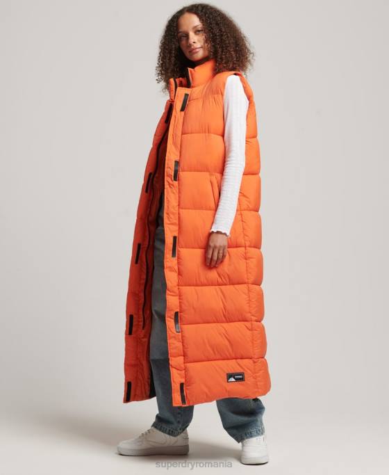Superdry gilet puffer cu paragate ripstop îmbrăcăminte portocale femei JX0Z3695