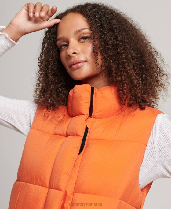Superdry gilet puffer cu paragate ripstop îmbrăcăminte portocale femei JX0Z3695