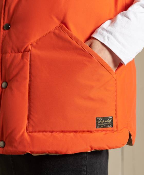 Superdry gilet supradimensionat din amestec de piele îmbrăcăminte portocale femei JX0Z5452