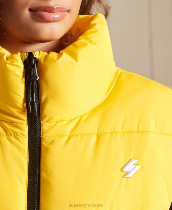 Superdry gilet supradimensionat puf sport îmbrăcăminte galben femei JX0Z5565