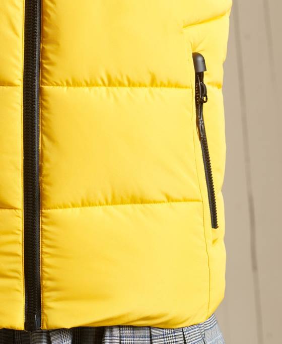 Superdry gilet supradimensionat puf sport îmbrăcăminte galben femei JX0Z5565