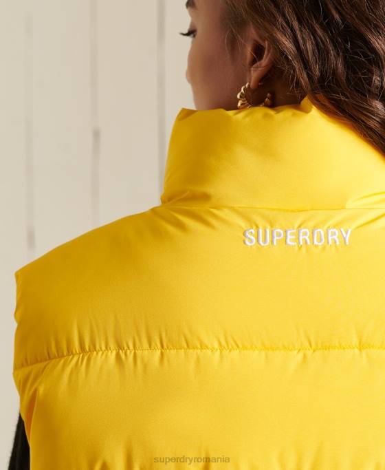 Superdry gilet supradimensionat puf sport îmbrăcăminte galben femei JX0Z5565