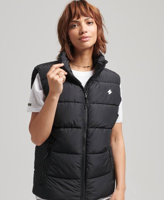 Superdry gilet supradimensionat puf sport îmbrăcăminte negru femei JX0Z3851