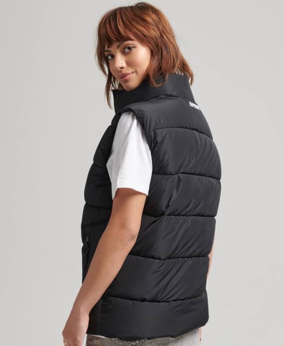 Superdry gilet supradimensionat puf sport îmbrăcăminte negru femei JX0Z3851
