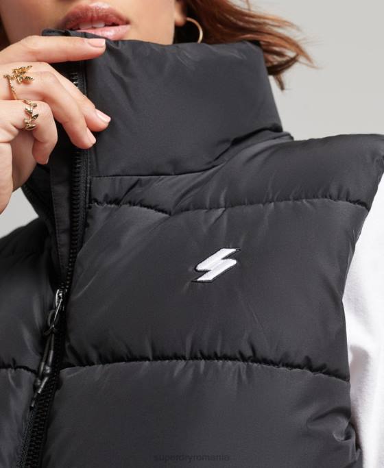 Superdry gilet supradimensionat puf sport îmbrăcăminte negru femei JX0Z3851