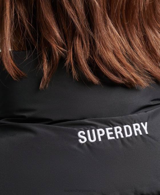 Superdry gilet supradimensionat puf sport îmbrăcăminte negru femei JX0Z3851
