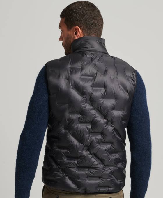 Superdry giletă căptușită scurtă ușoară îmbrăcăminte negru bărbați JX0Z4476