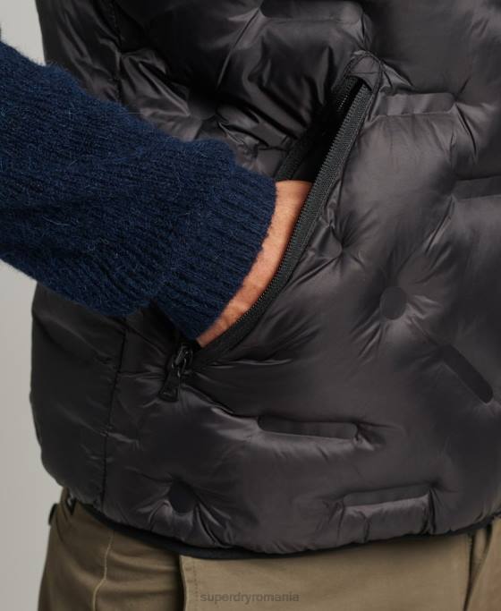 Superdry giletă căptușită scurtă ușoară îmbrăcăminte negru bărbați JX0Z4476